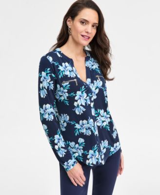 Women's Printed Zip Pocket Top