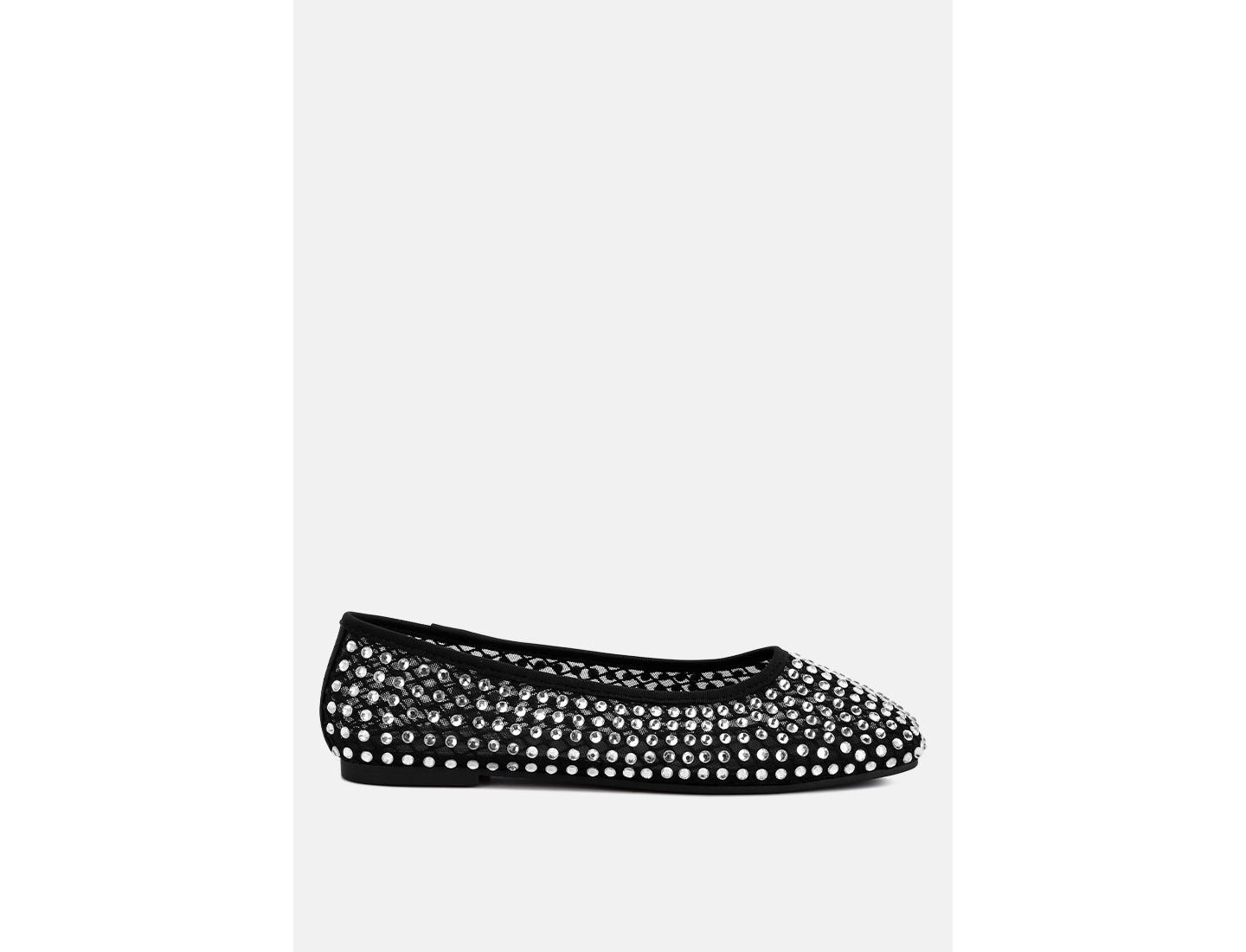 Женские балетки London Rag Orson Naked Rhinestone Ballerinas, цвет: Чёрный — фото 5