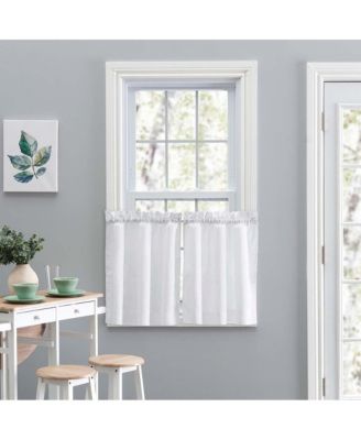 Ellis Stacey 1.5" Rod Pocket High Quality Fabric Solid Color Window Tailored Tier Pair 56"x36" White