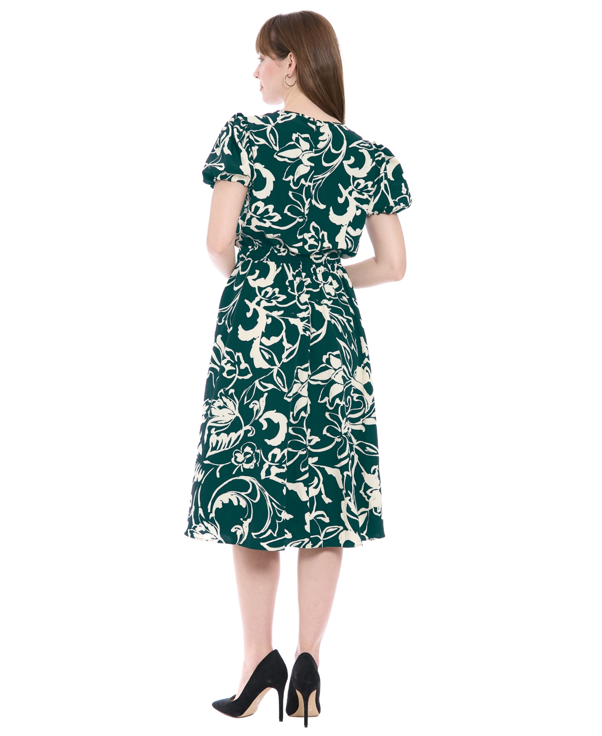 London Times Women's Tucked-Sleeve Midi Dress