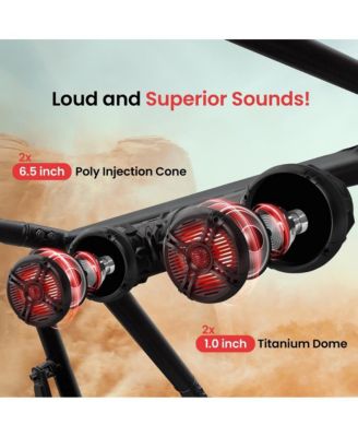 Waterproof Marine Bluetooth Powered Speakers, 800 Watt with Multi-Color LED Lights, 6.5'' for Off-Road, ATV, UTV