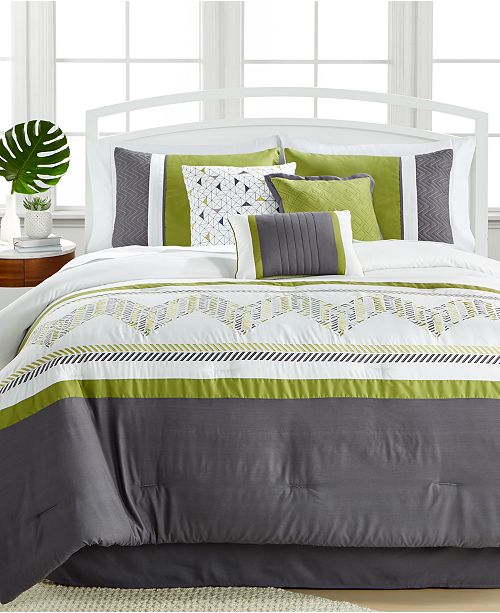 Hallmart Collectibles Lemoore Green 7 Pc Embroidered King