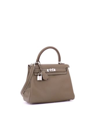 25 Handbag Grey Swift with Palladium Hardware