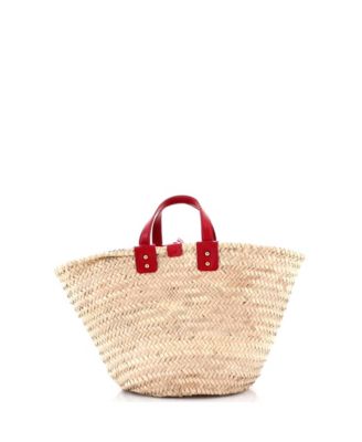 Kendra Logo Basket Bag Embroidered Straw