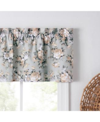 Ellis Bella Rose Stylish Medium Scale Printed Floral Pattern 1.5" Rod Pocket Tailored Valance 58"x15" Mist