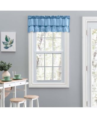 Ellis Stacey 1.5" Rod Pocket High Quality Fabric Solid Color Window Ruffled Filler Valance 54"x13" Slate