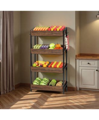 Backer Rack 4 Tiers, Kitchen Backers Rack with Hooks, 29.13"W