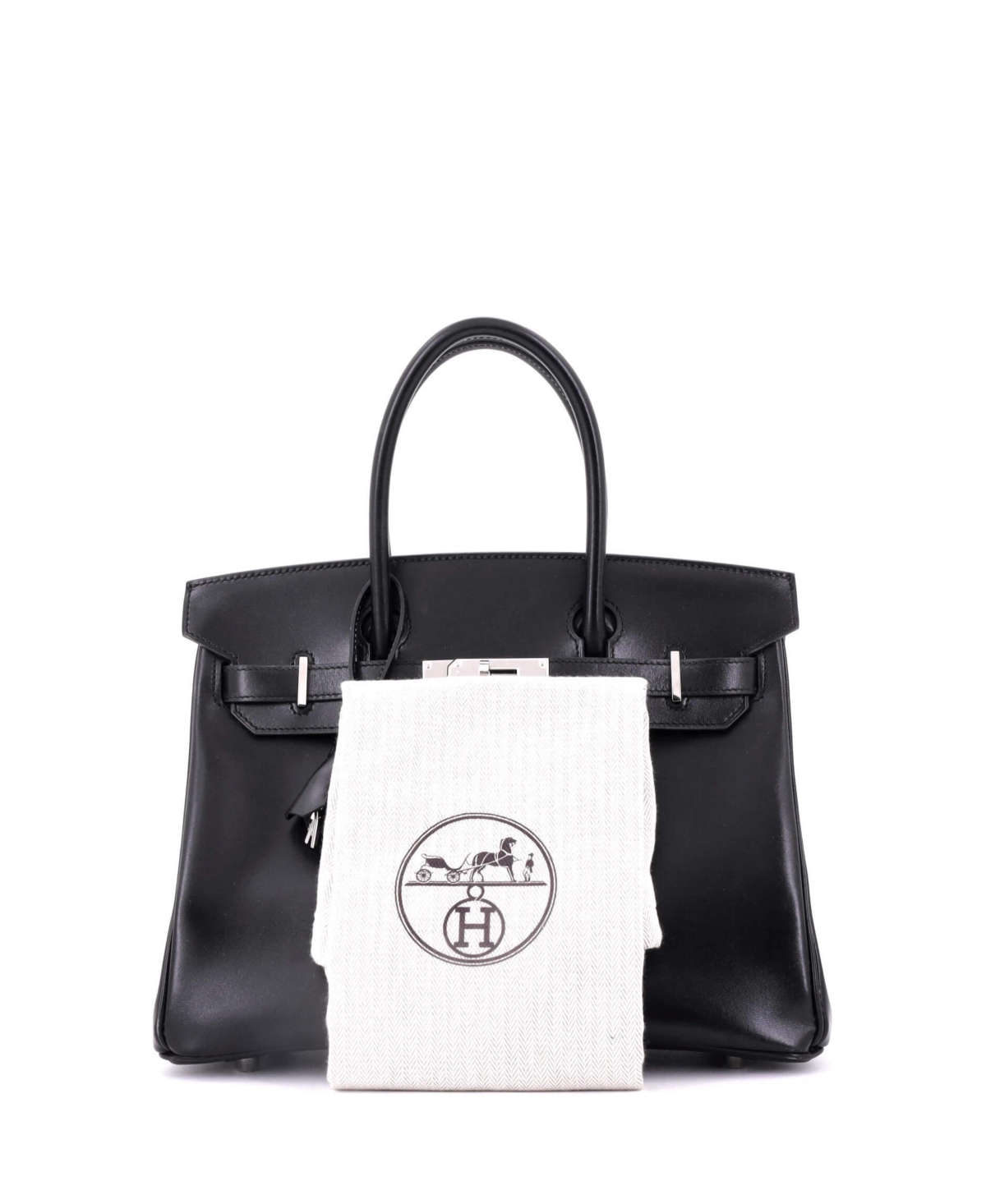 Pre-Owned Hermes Birkin 30 Handbag Black Box Calf with Palladium Hardware
