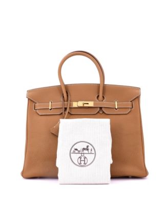 Birkin 35 Handbag Brown Clemence with Gold Hardware