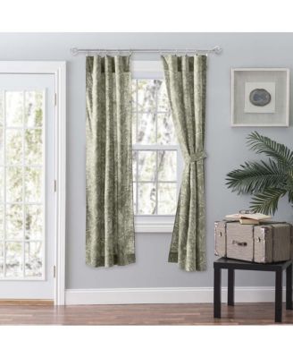 Lexington Leaf Pattern on Colored Ground Curtain Pair with Ties 56"x63" Sage