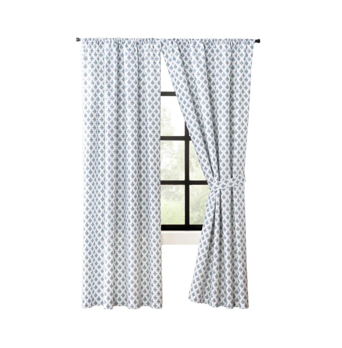 Ellis Curtain Manchester 3" Rod Pocket 100% Cotton Machine Wash and Dry Curtain Pairs 100" x 84" Blue
