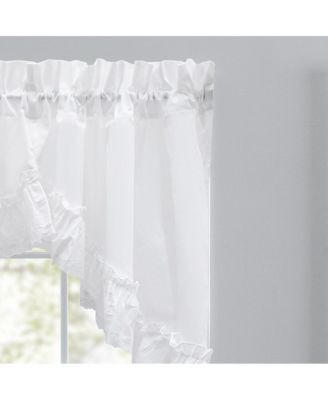Madelyn Ruflled Victorian 1.5" Rod Pocket Swag for Windows Lace Edge 82" x 38" White