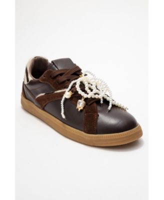 Taren Leather Pearl Buckle Sneakers (Women)