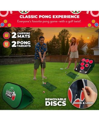 Bogey Pong | 3-in-1 Backyard Pong Golf Game Set with Darts & Tic Tac Toe | Remove Discs for Pong Golf Style Gameplay