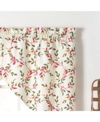 Ellis Vintage Stylish Medium Scale Printed Vine Pattern 1.5" Rod Pocket Tailored Swag 56"x36" Pecan