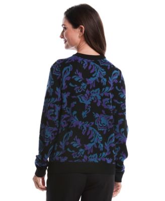 Petite Scrolls Print Crew Neck Novelty Long Sleeve Sweater