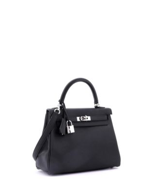  Kelly 25 Handbag Black Swift with Palladium Hardware