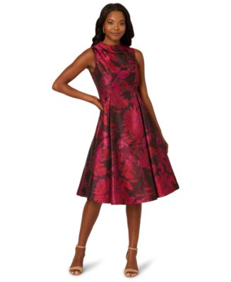 Adrianna Papell Women's Sleeveless Mock Neck Dress - Pink Multi - 2