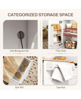 Mobile Kitchen Island with Power Outlet Drop Leaf Kitchen Cart