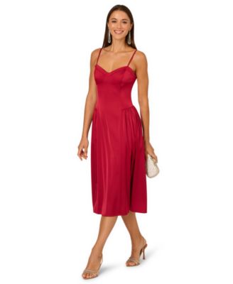 Women's Stretch Sweetheart Neck Midi Dress