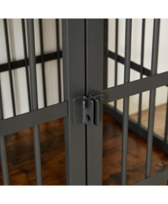  43.3 in. W x 29.9 in. D x 33.5 in. H dog crate wrought iron frame door with side openings in Rustic Brown