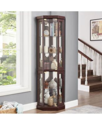 Corner Glass Cabinet with Lighted Included