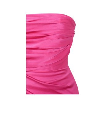 Women's Perrin Fuchsia Pink Feather Dress High Slit Gown