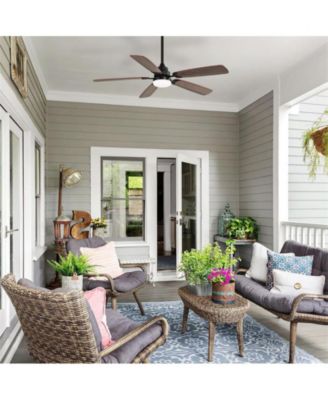 52-inch Modern Black 5 blades Three-color Dimmable Ceiling Fan LED Light with Six-speed Remote Control and Timing Function