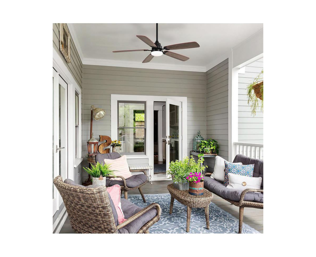 52-inch Modern Black 5 blades Three-color Dimmable Ceiling Fan Led Light with Six-speed Remote Control and Timing Function