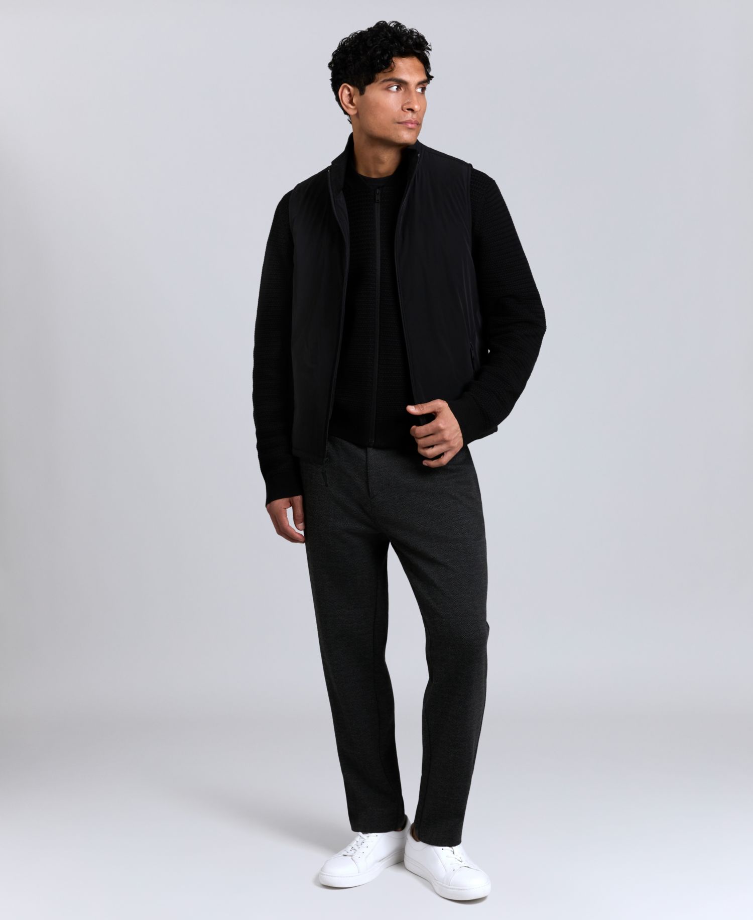 Men's Mixed Media Mock Neck Vest