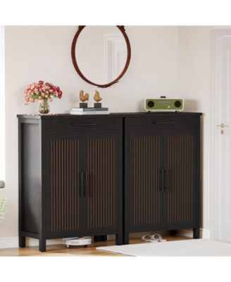 Shoe Cabinet, 5-Tier Shoe Storage Cabinet with Louvered Doors and Drawer