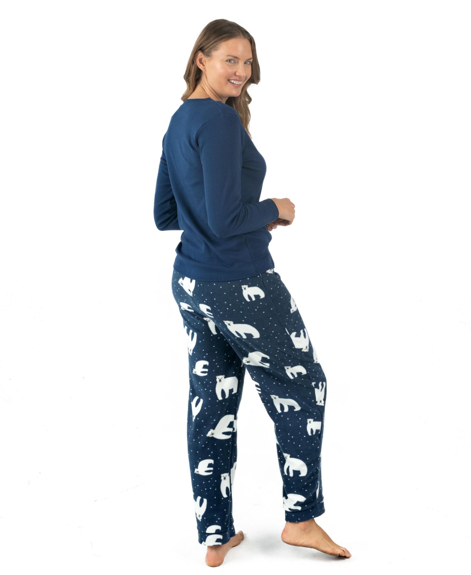 Women's Cotton Top and Fleece Pants Holiday Pajamas