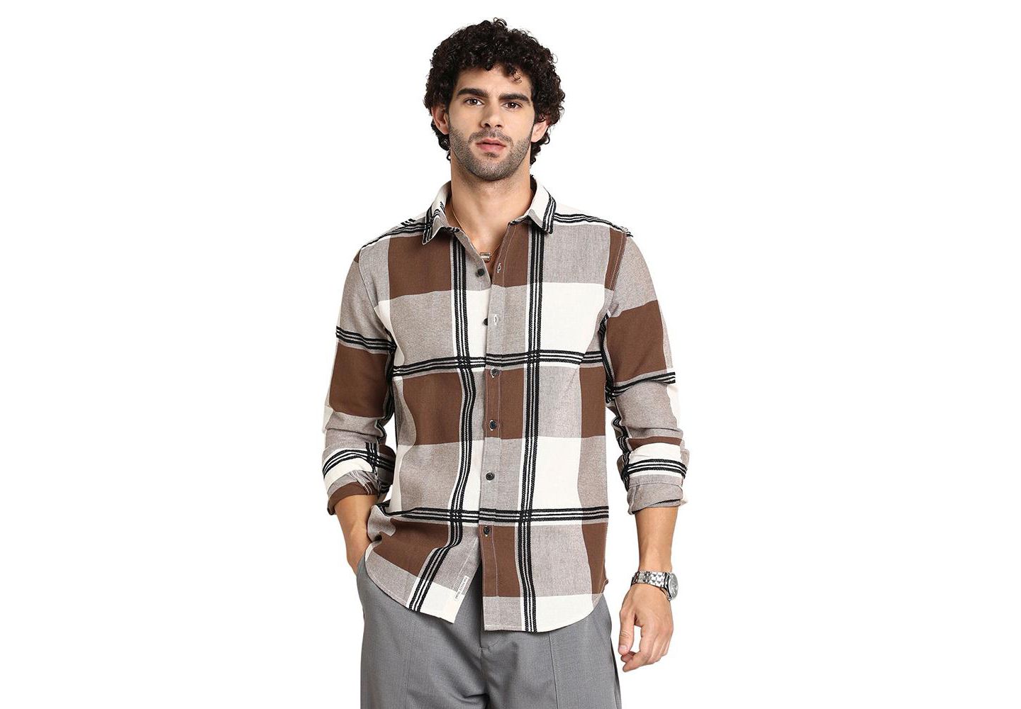 Мужская рубашка Cahoot Campus Sutra Russet Brown Overlap Buffalo, цвет: Коричневый — фото 1