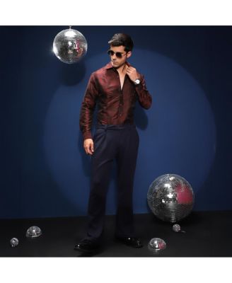 Men's Burgundy Red Abstract-Woven Shirt