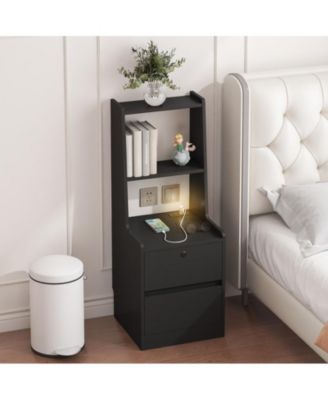 Storage Cabinet with Night Light Bookshelf