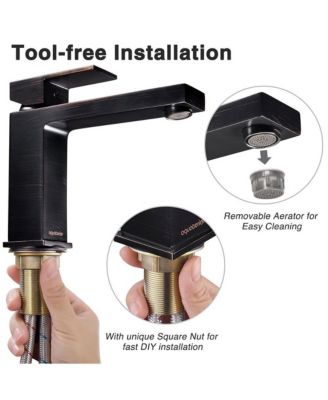 Wall Mount Ceramic Sink w/ Bathroom Square Single Handle Faucet ORB