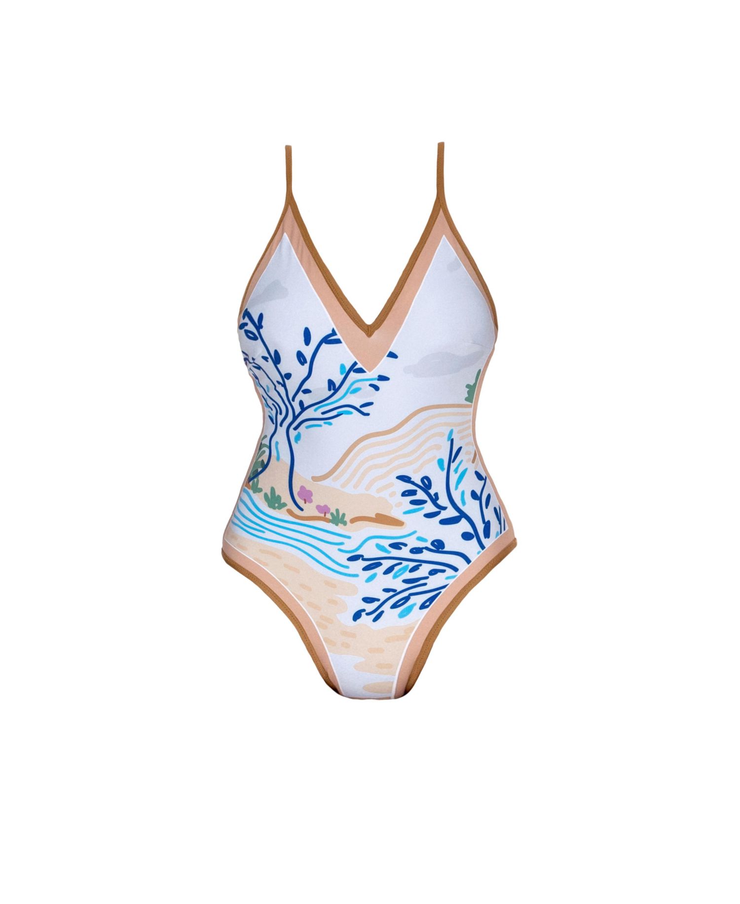 Women's Pink Garden Reversible V-Neck One-Piece Swimsuit