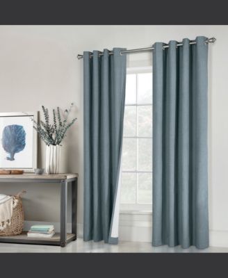 Ventura Blackout Grommet Curtain Panel Pair Frame Your Windows with Subtle Slub Textured Motif Each 78" x 84" Blue