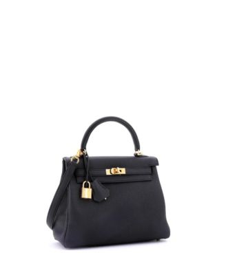 Kelly 25 Handbag Black Togo with Gold Hardware