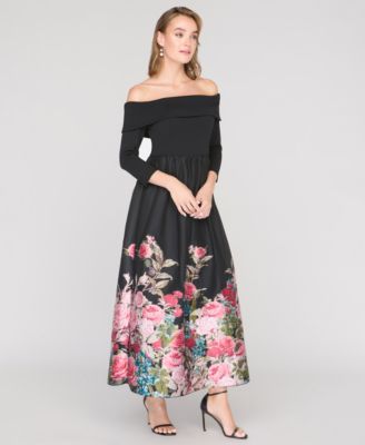 Women's Margaret Mixed Media Off-The-Shoulder Gown