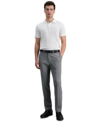 Kenneth Cole REACTION Pantaloni Eleganti Uomo, Slim Fit Stretch, Taglia 32Wx32L, Colore Marrone - Con Cintura Flessibile E Quadri Ombra