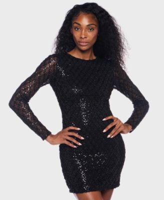 Alex & Sophia - Juniors' Long-Sleeve Round Neck Dress
