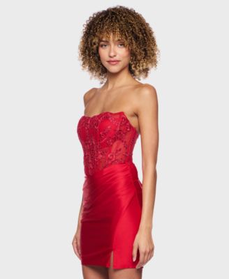 Juniors' Corset Top Strapless Midi Dress