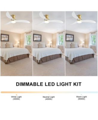 52-inch Modern Classic Golden 3-Blade Flush Mount with Intelligent Remote Control and Light