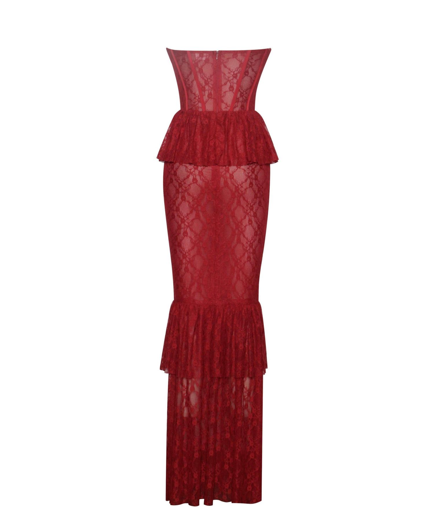 Women's Quennell Burgundy Lace Corset Maxi Dress