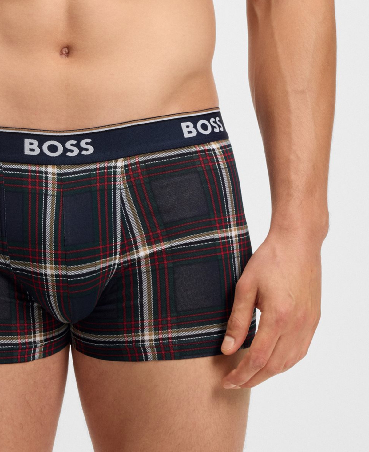 Hugo Boss Men's 3-Pack Power Logo Waistband Trunk Underwear