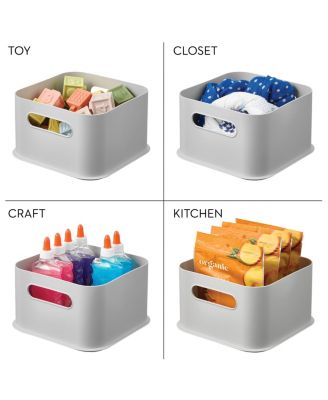 Plastic Pantry Storage Bin with Handles - Set of 4 - Gray - Made in USA