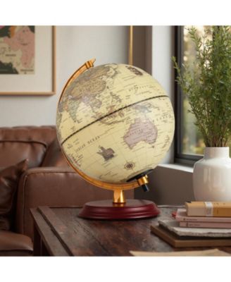 8 Inch Illuminated World Globe Night Light up Globe Lamp with Wooden Stand and HD Map