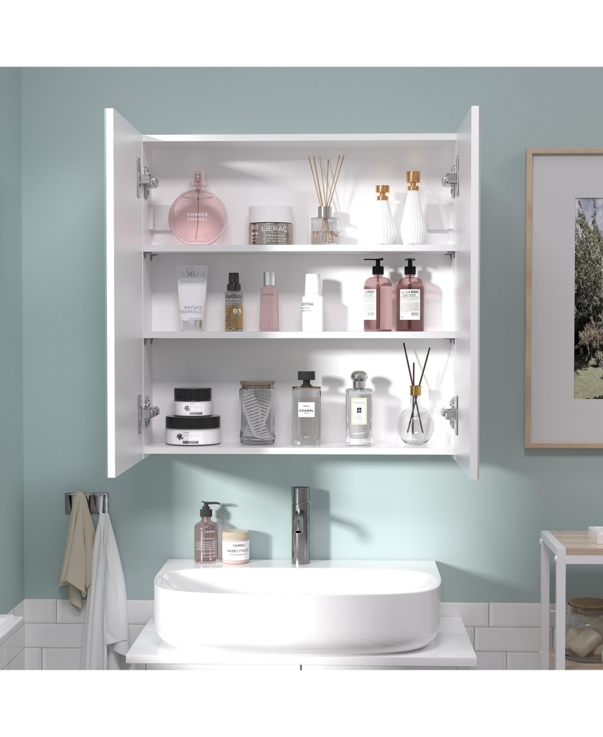 Hauschen Home 26x20 inch Bathroom Wall Cabinet, Saver Storage, Medicine Cabinet with 1 Door and Adjustable Shelves，Flat-Pack Design (White)