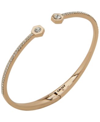 DKNY - Glass Crystal Stone Pave Dynamic Hex Cuff Bracelet